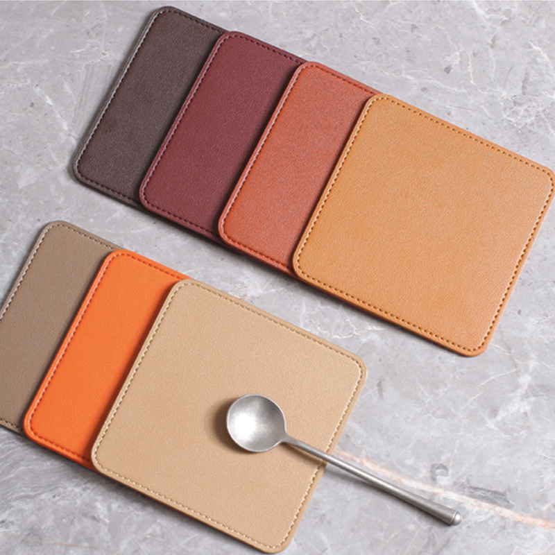 custom leather coasters with logo