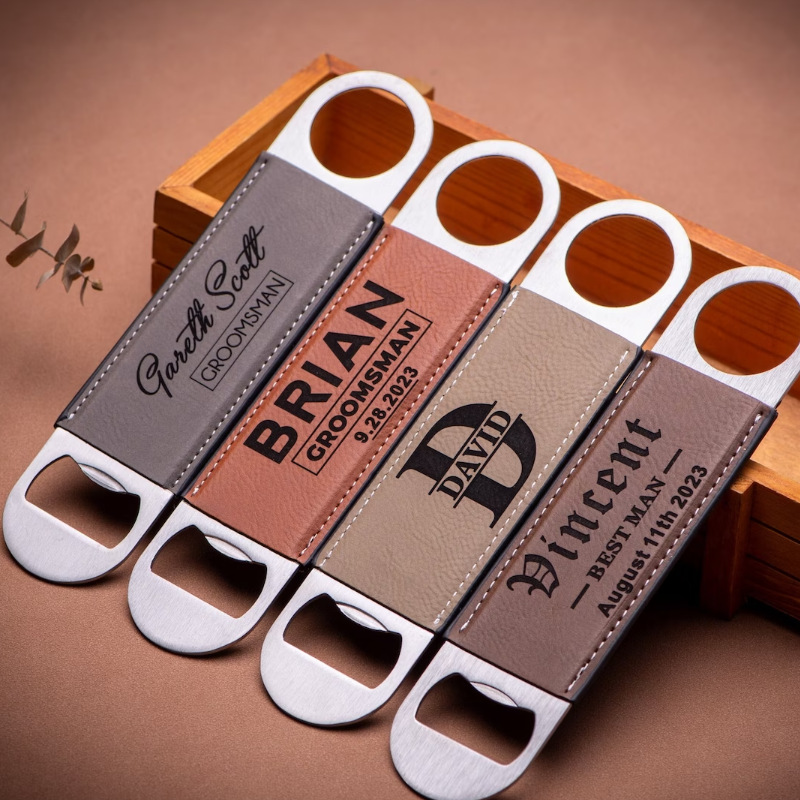 leather bottle opener printed logo