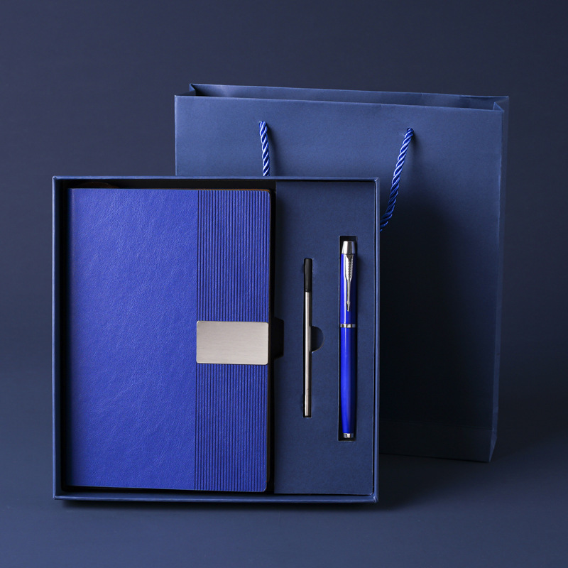 custom corporate gift for year end awards – branded umbrellas, pens & leather notebooks